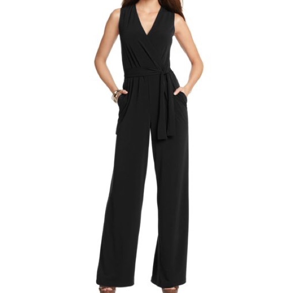 NY Collection Pants - NY Collection Sleeveless Surplice Jumpsuit LP